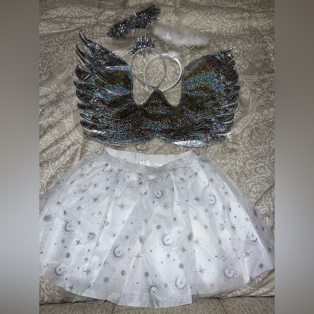 Sparkling Silver Angel Costume for Kids